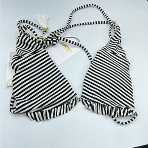 Amuse X Flynn Skye Black White Striped Triangle Bikini Womens XS Halter Top Swim
